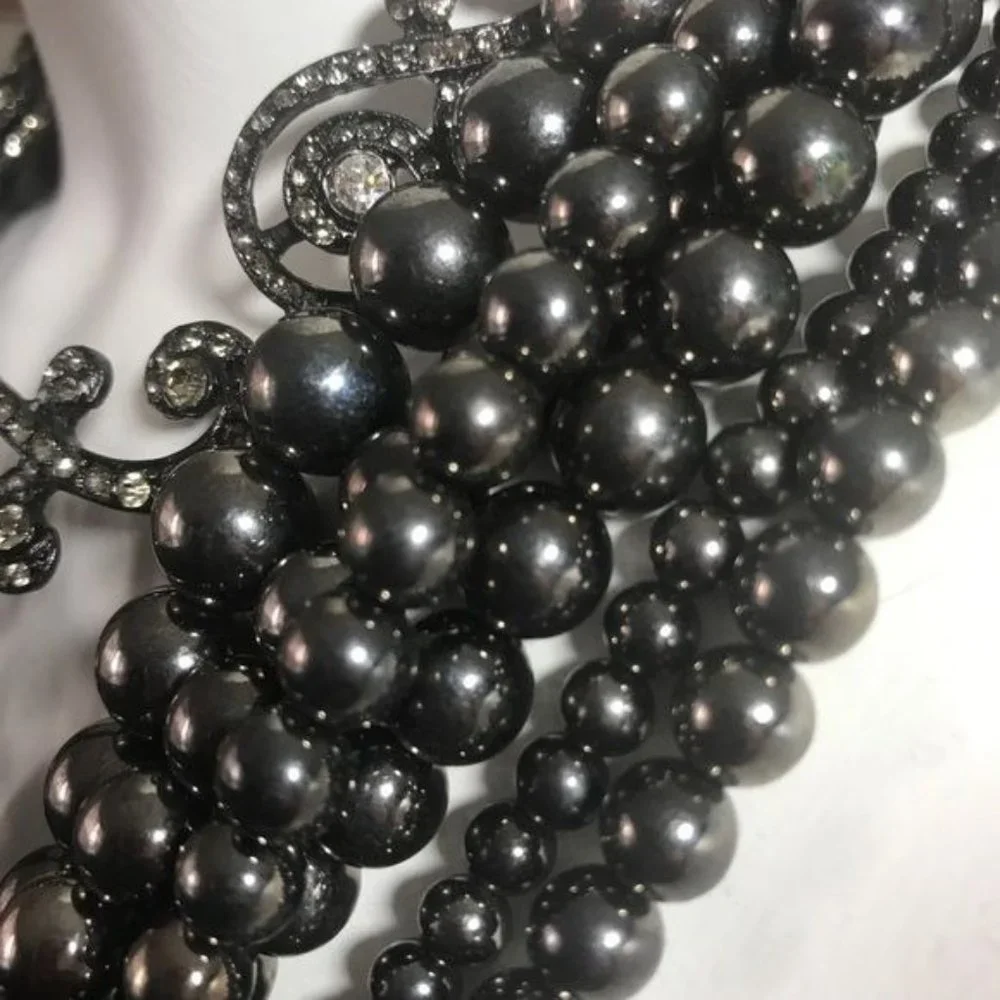 Gunmetal & Crystal Statement Necklace - Picture 4 of 6